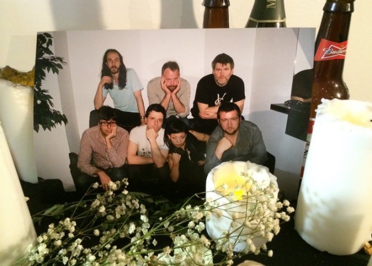 LCD-Soundsystem-The-Long-Goodbye-Interactive-Exhibit-Band-Photo-Flowers-Bottles-beer-candles