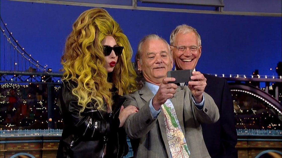 lady-gaga-late-show-david-letterman-bill-murray-roseland-ballroom-2014-selfie