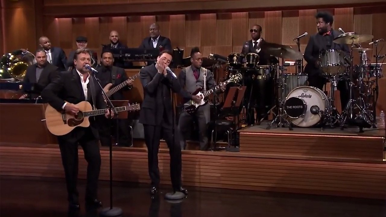 Russell Crowe Jimmy Fallon The Roots Johnny Cash Folsom Prison Blues Youtube Video 