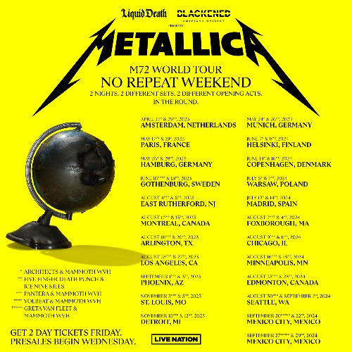 Metallica Tour 2024 : Tickets guide, Dates, setlist etc
